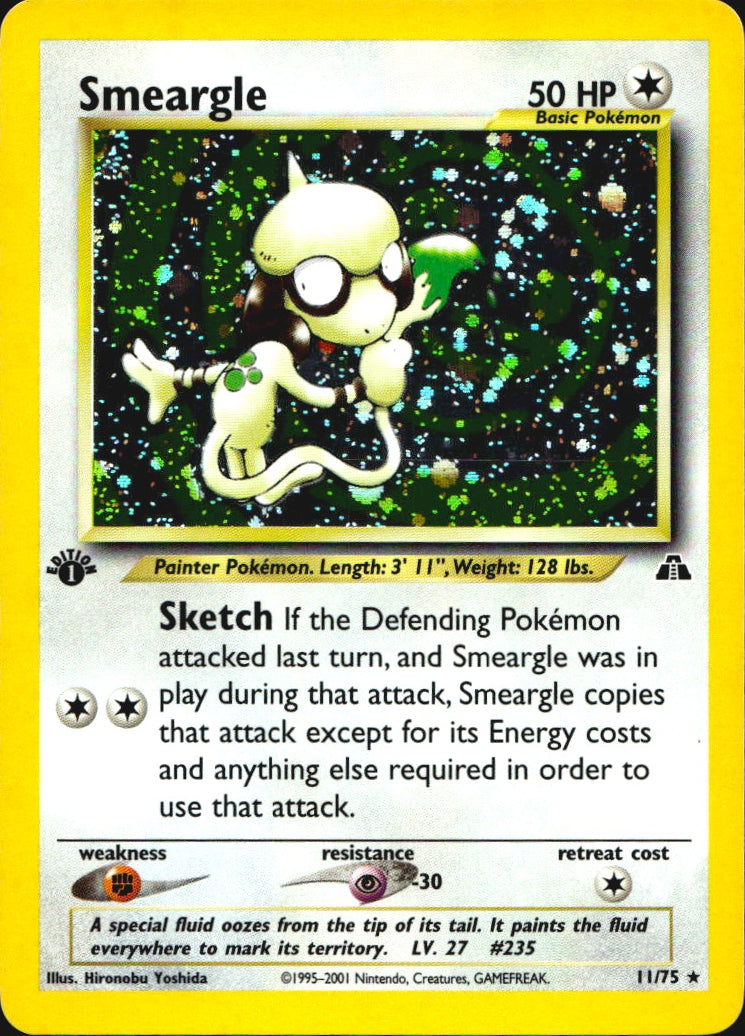 Smeargle 11/75 Rare Neo Discovery Pokemon 1st Edition Holo Near Mint