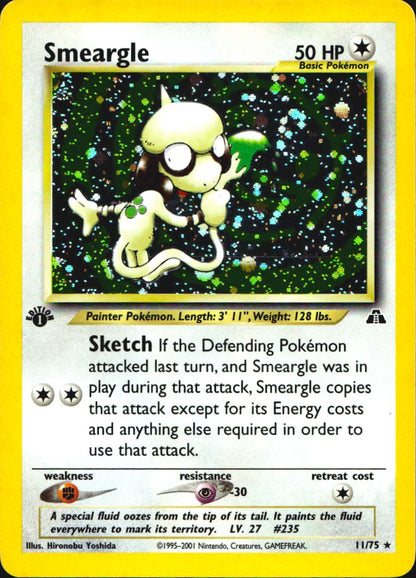 Smeargle 11/75 Rare Neo Discovery Pokemon 1st Edition Holo Near Mint