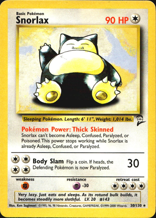 Snorlax 30/130 Base Set 2 Rare Pokemon Near Mint