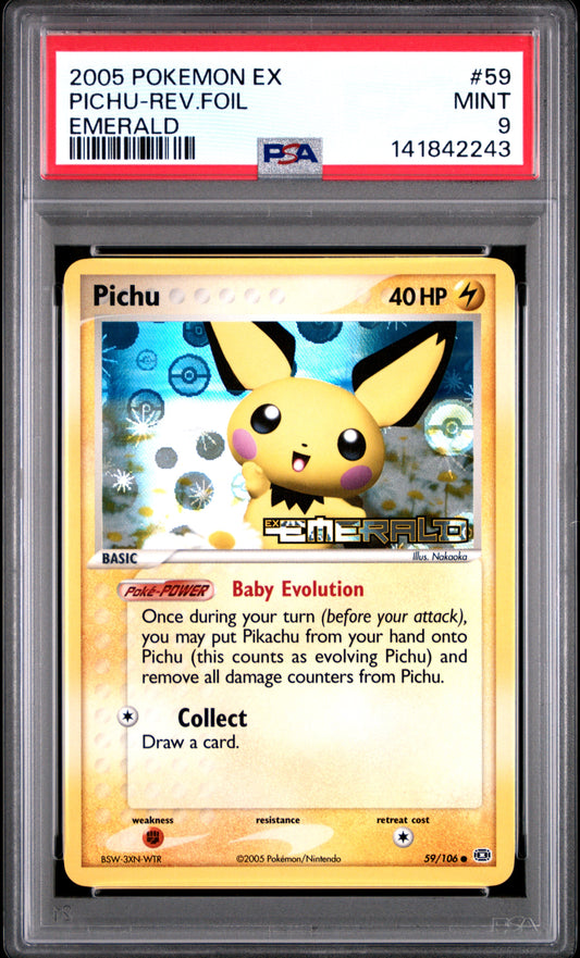 Pichu Reverse Holo 59/106 Emerald Pokemon PSA 9