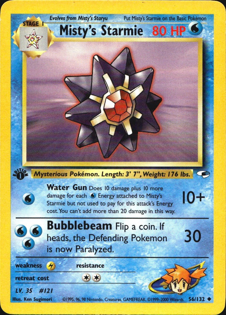 Misty's Starmie 56/132 Gym Heroes Uncommon Pokemon 1st Edition Near Mint