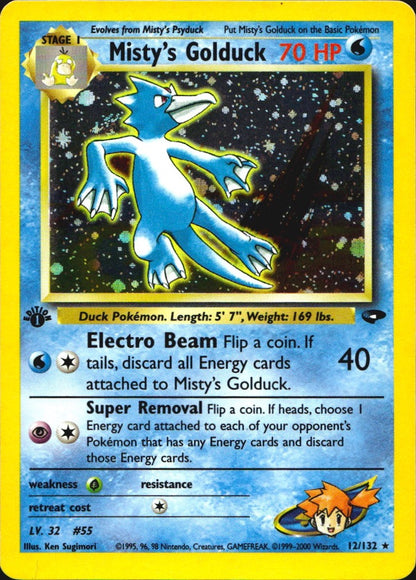 Misty's Golduck 12/132 Rare Gym Challenge Pokemon 1st Edition Holo Near Mint