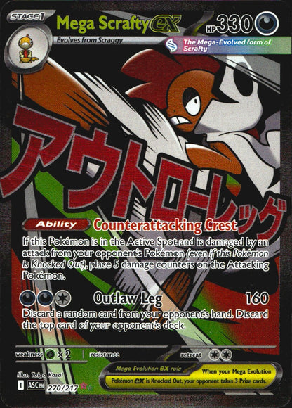 Mega Scrafty ex 270/217 Ascended Heroes Mega Attack Rare Pokemon Holo Near Mint