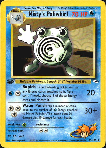 Misty's Poliwhirl 53/132 Gym Heroes Uncommon Pokemon 1st Edition Near Mint