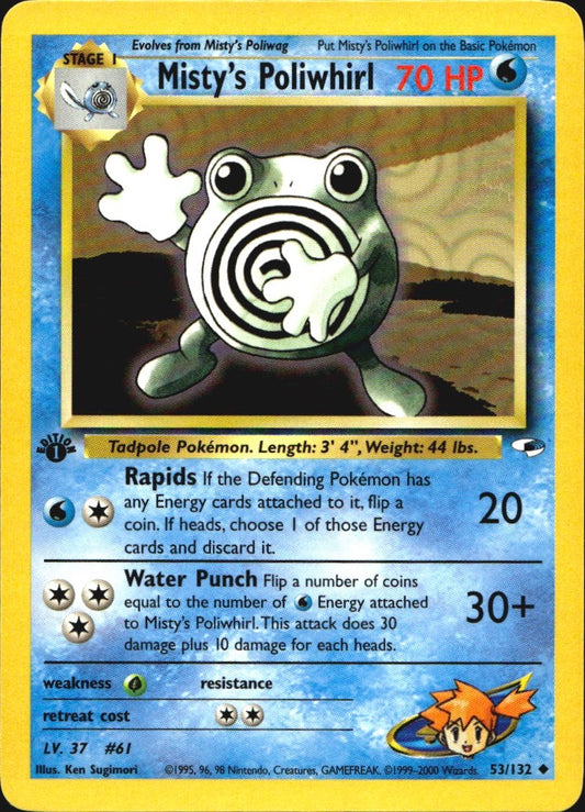 Misty's Poliwhirl 53/132 Gym Heroes Uncommon Pokemon 1st Edition Near Mint