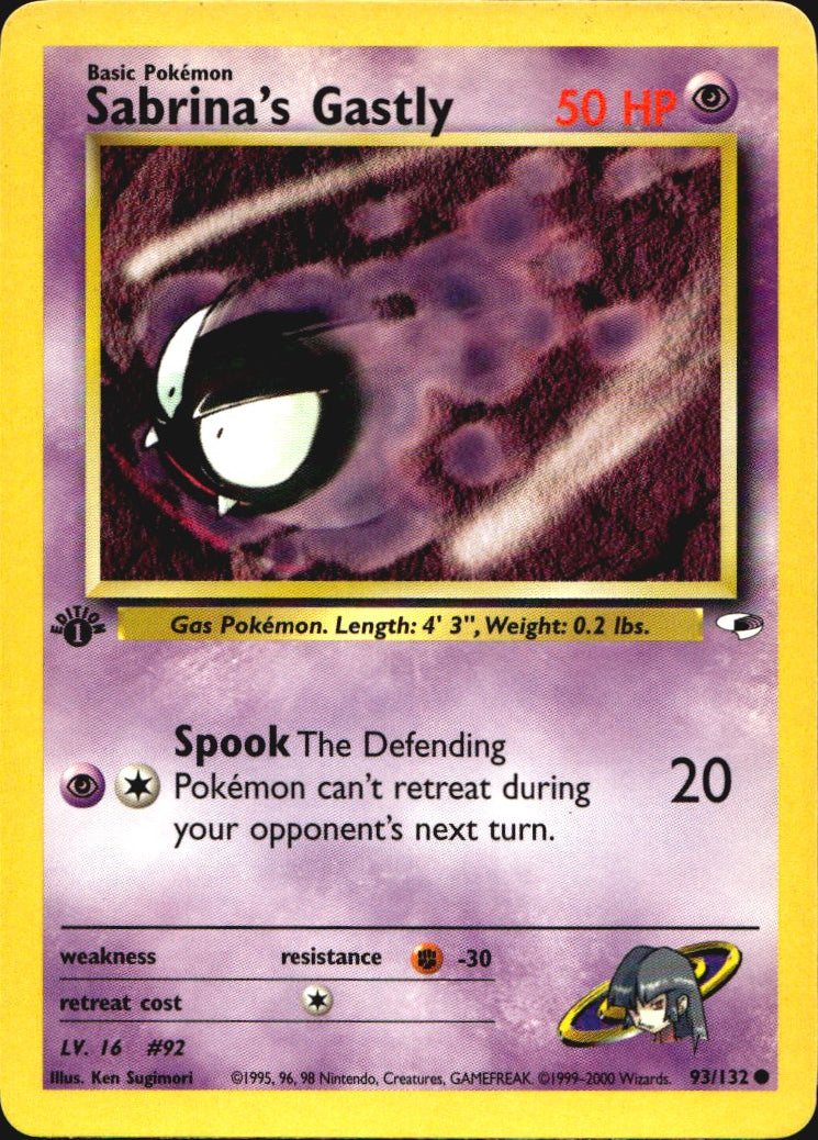 Sabrina's Gastly 93/132 Gym Heroes Common Pokemon 1st Edition Near Mint