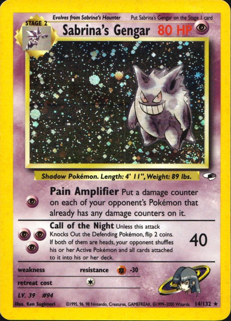 Sabrina's Gengar 14/132 Gym Heroes Rare Pokemon Unlimited Holo Lightly Played