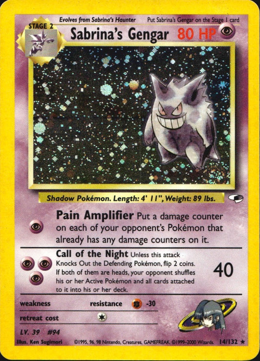 Sabrina's Gengar 14/132 Gym Heroes Rare Pokemon Unlimited Holo Lightly Played