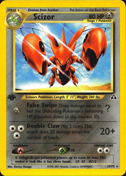Scizor 29/75 Neo Discovery Rare Pokemon 1st Edition Near Mint