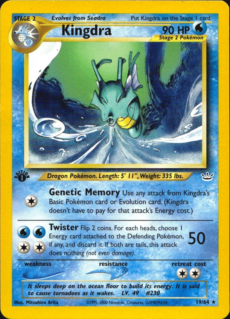 Kingdra 19/64 Neo Revelation Rare Pokemon 1st Edition Moderately Played