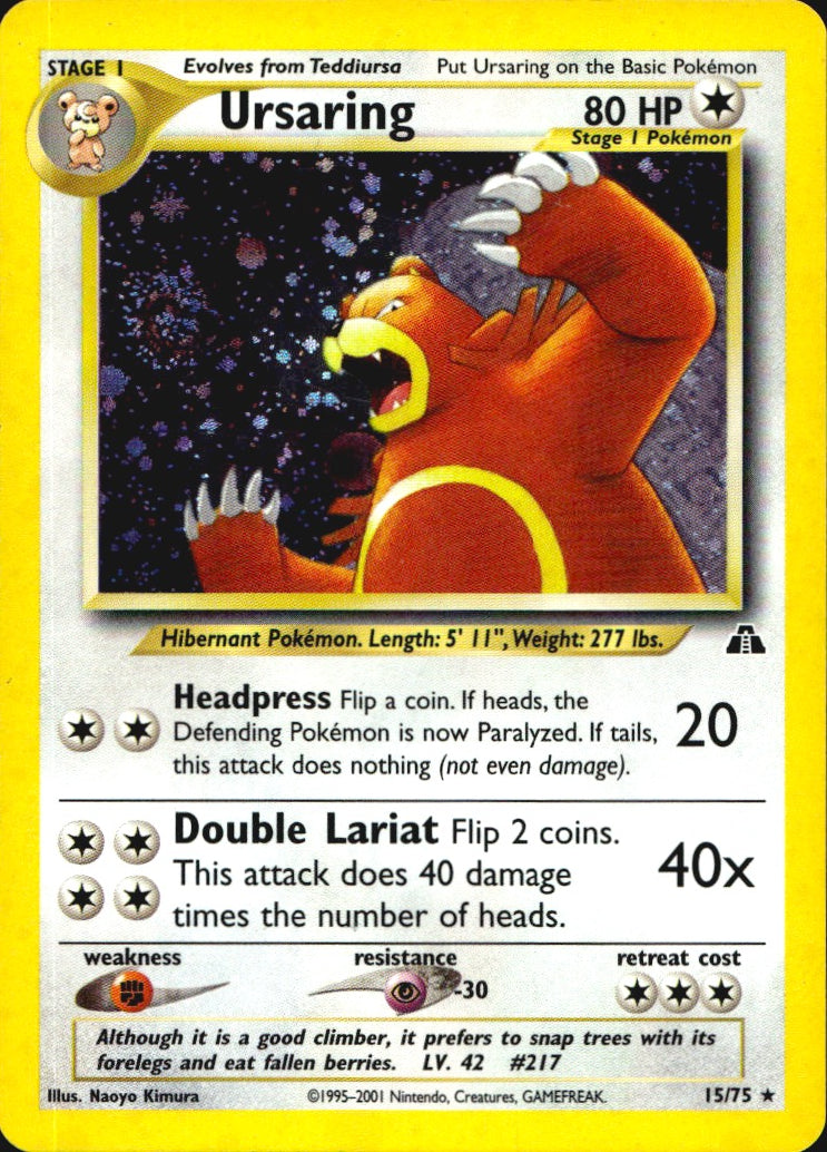 Ursaring 15/75 Holo Rare Neo Discovery Pokemon Lightly Played