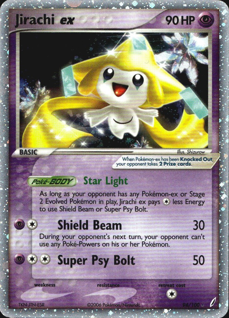Jirachi ex 94/100 Holo EX Rare Crystal Guardians Pokemon Moderately Played