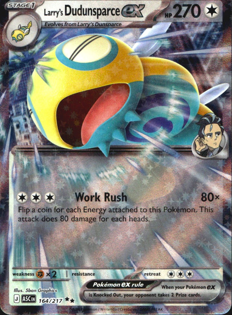 Larry's Dudunsparce ex 164/217 Ascended Heroes Double Rare Pokemon Holo NM