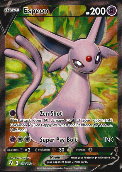 Espeon V 179/203 Evolving Skies Ultra Rare Pokemon Holo Near Mint