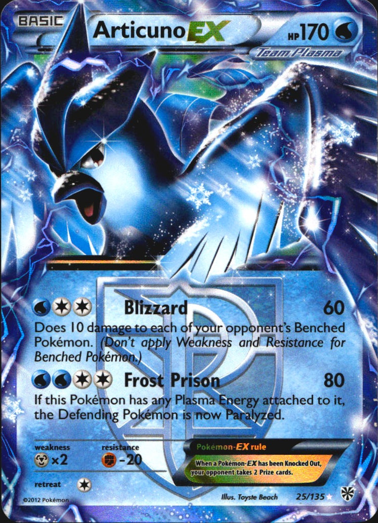 Articuno EX 25/135 Holo EX Rare Plasma Storm Pokemon Near Mint