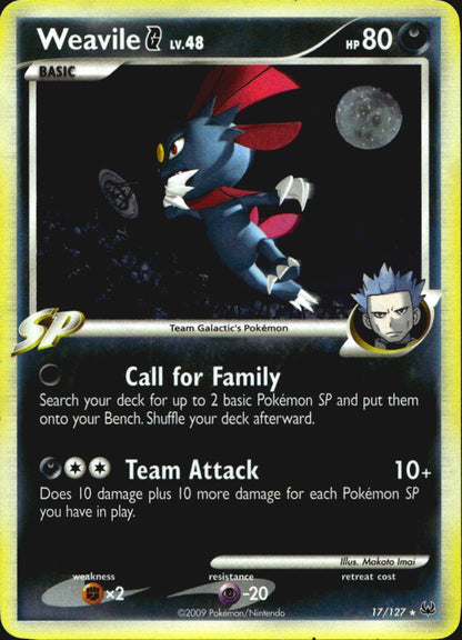 Weavile G 17/127 Platinum Holo Rare Pokemon Near Mint