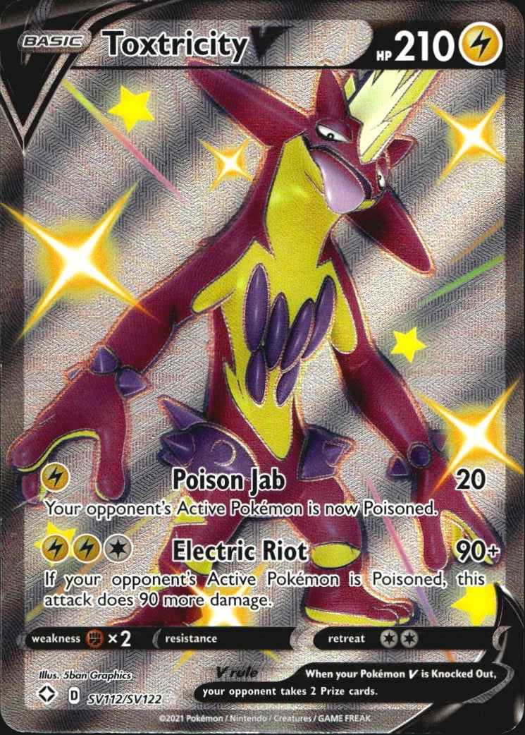 Toxtricity V SV112/SV122 Shining Fates Shiny Vault Holo V Rare Pokemon Near Mint