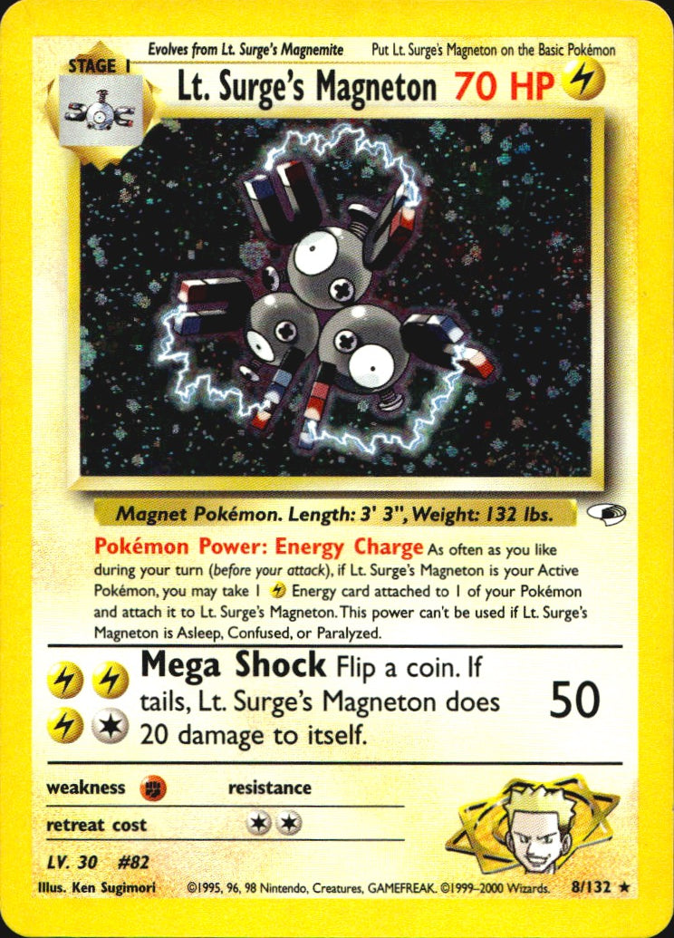 Lt. Surge's Magneton 8/132 Rare Gym Heroes Pokemon Unlimited Holo Near Mint