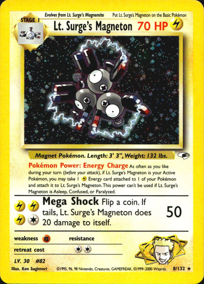 Lt. Surge's Magneton 8/132 Rare Gym Heroes Pokemon Unlimited Holo Near Mint