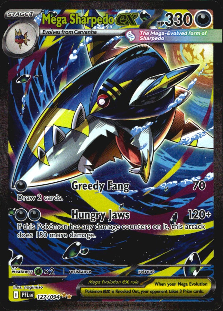 Mega Sharpedo ex 127/094 Phantasmal Flames Pokemon Holo NM