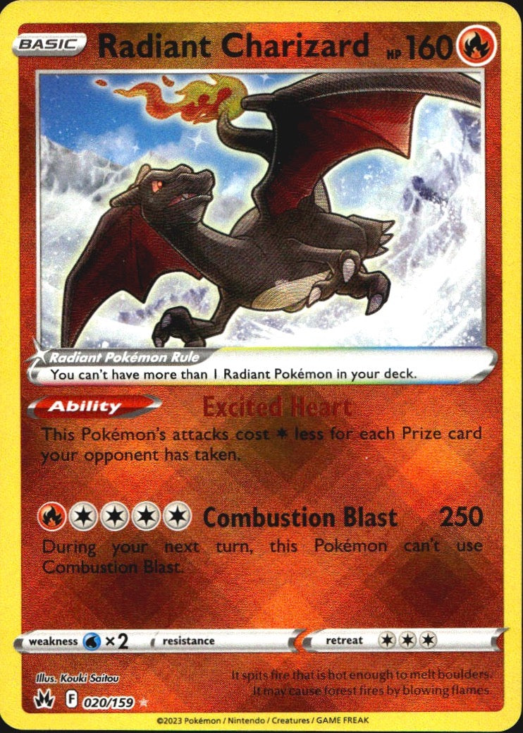 Radiant Charizard 020/159 Radiant Rare Crown Zenith Pokemon Near Mint
