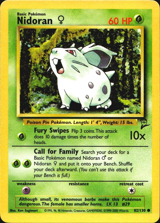 Nidoran F 82/130 Base Set 2 Common Pokemon Near Mint