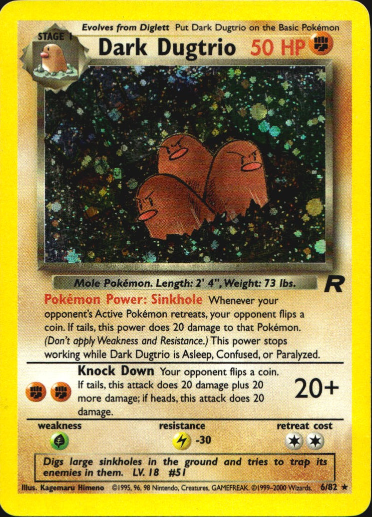 Dark Dugtrio 6/82 Holo Rare Team Rocket Pokemon Lightly Played