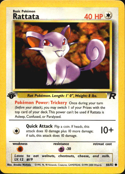 Rattata 66/82 Team Rocket Common Pokemon 1st Edition Near Mint