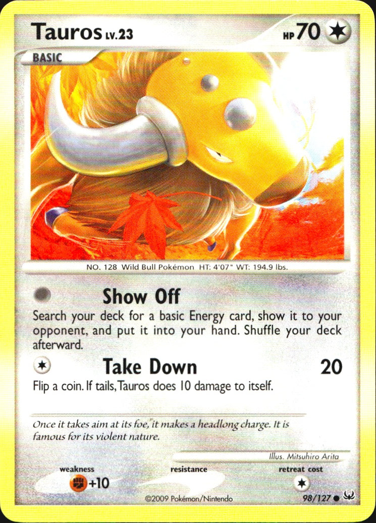 Tauros 98/127 Platinum Common Pokemon Near Mint