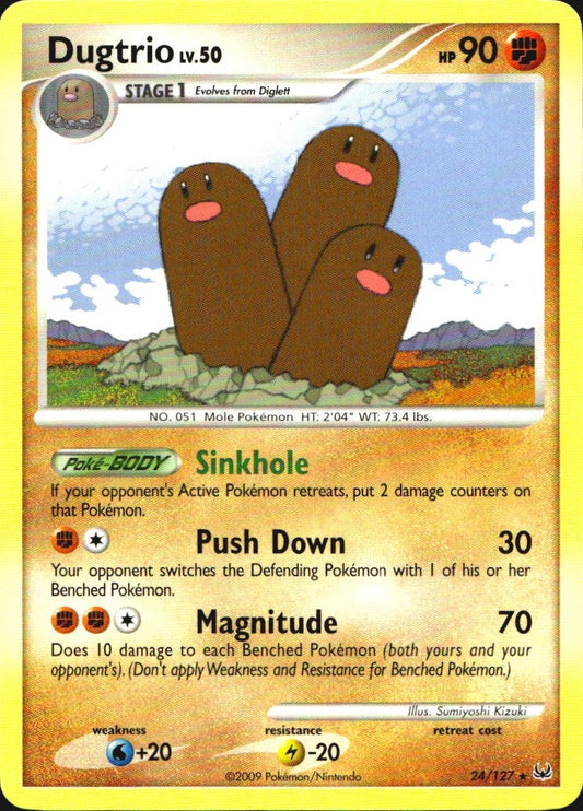 Dugtrio 24/127 Platinum Rare Pokemon Near Mint