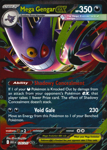 Mega Gengar ex 125/217 Ascended Heroes Double Rare Pokemon Holo Near Mint
