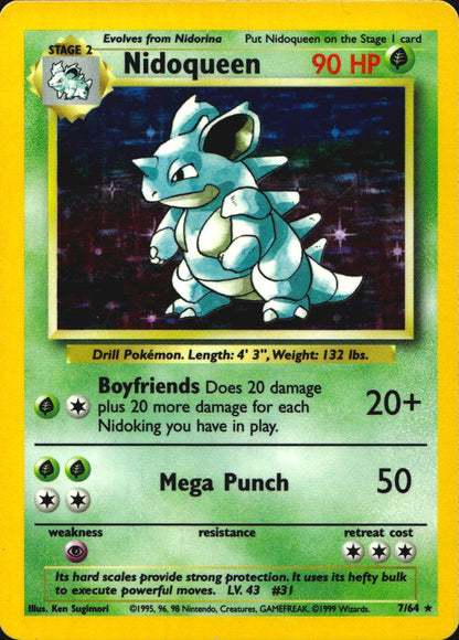 Nidoqueen 7/64 Holo Rare Jungle Pokemon Lightly Played