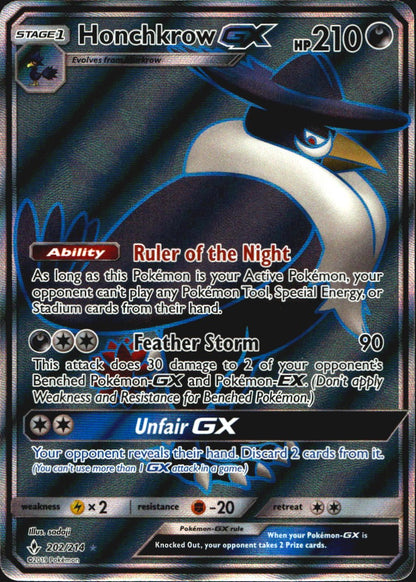 Honchkrow GX 202/214 Unbroken Bonds Ultra Rare Pokemon Holo Near Mint