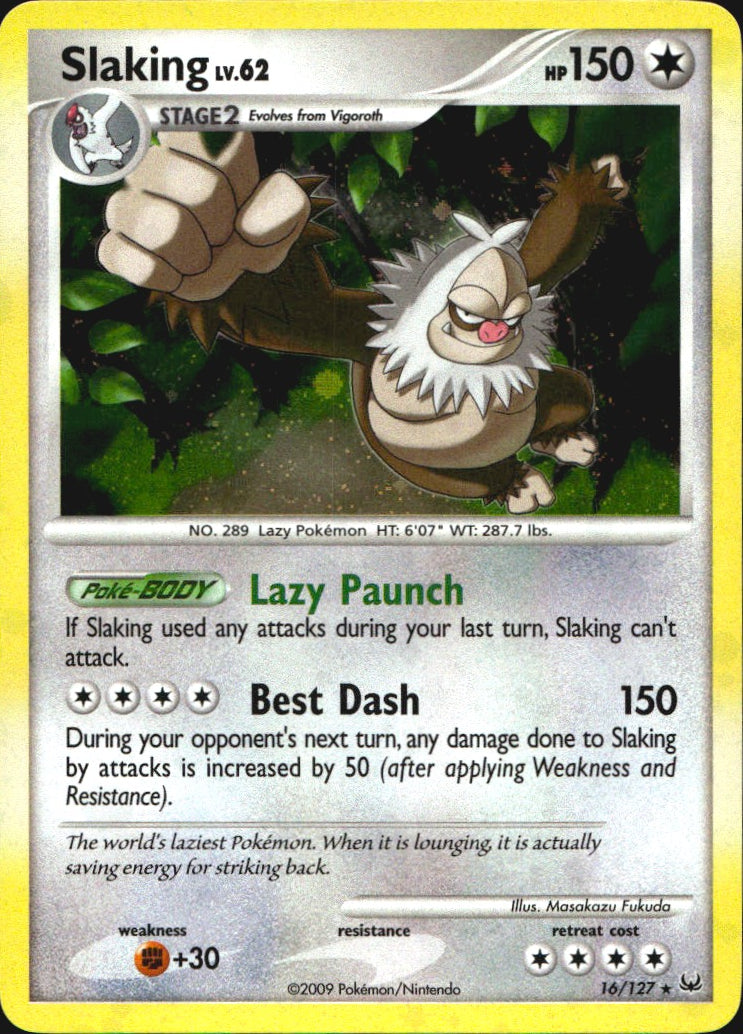 Slaking 16/127 Platinum Holo Rare Pokemon Near Mint