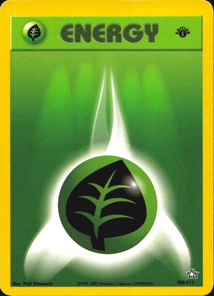Grass Energy 108/111 Neo Genesis Pokemon 1st Edition Near Mint