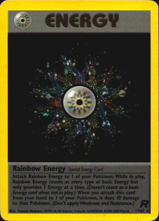 Rainbow Energy 17/82 Holo Rare Team Rocket Pokemon Moderately Played