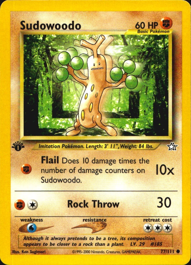 Sudowoodo 77/111 Common Neo Genesis Pokemon 1st Edition Near Mint