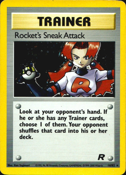 Rocket's Sneak Attack 16/82 Holo Rare Team Rocket Pokemon Moderately Played