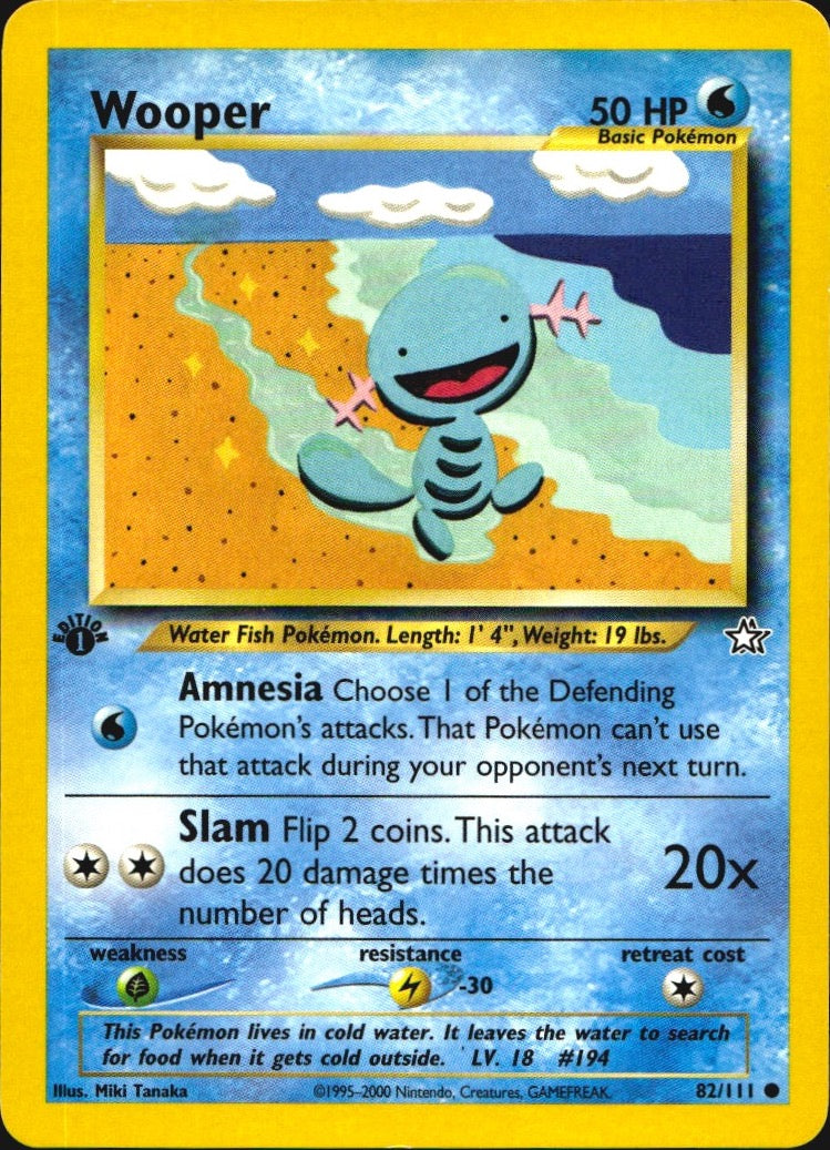 Wooper 82/111 Common Neo Genesis Pokemon 1st Edition Near Mint