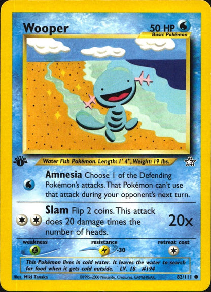 Wooper 82/111 Common Neo Genesis Pokemon 1st Edition Near Mint