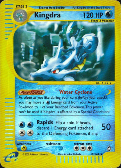 Kingdra 19 Rare Aquapolis Pokemon Reverse Holo Heavily Played