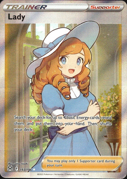 Lady 193/196 Lost Origin Ultra Rare Pokemon Holo Near Mint
