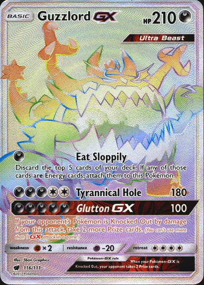 Guzzlord GX 116/111 Crimson Invasion Rainbow Rare Pokemon Holo Near Mint