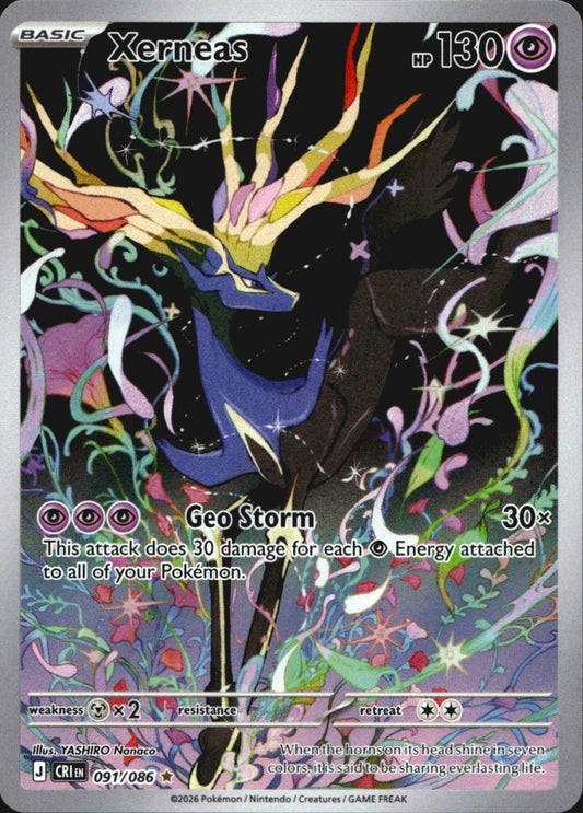 Xerneas 091/086 Holo Illustration Rare Chaos Rising Pokemon Near Mint
