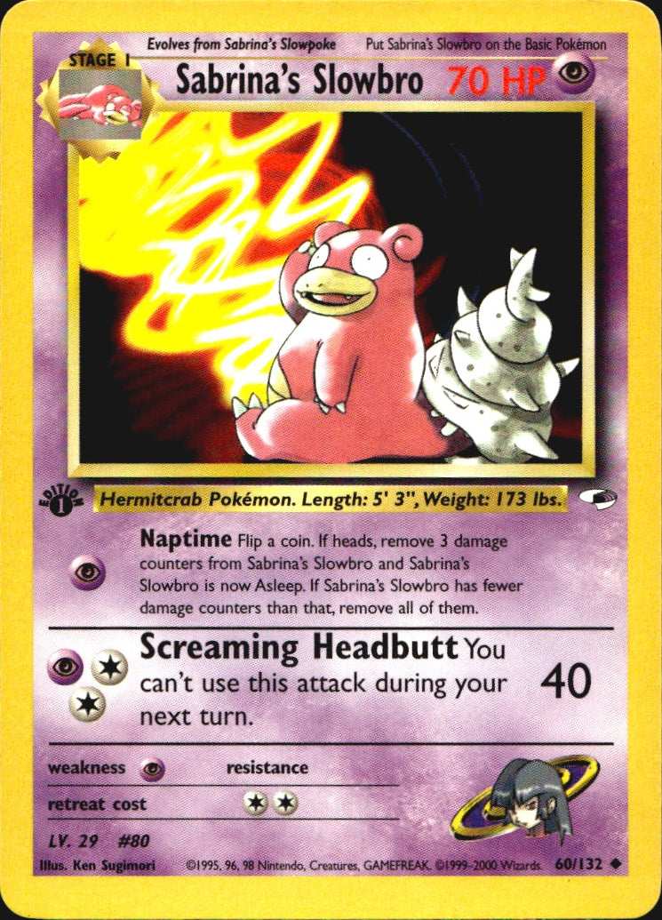 Sabrina's Slowbro 60/132 Gym Heroes Uncommon Pokemon 1st Edition Near Mint