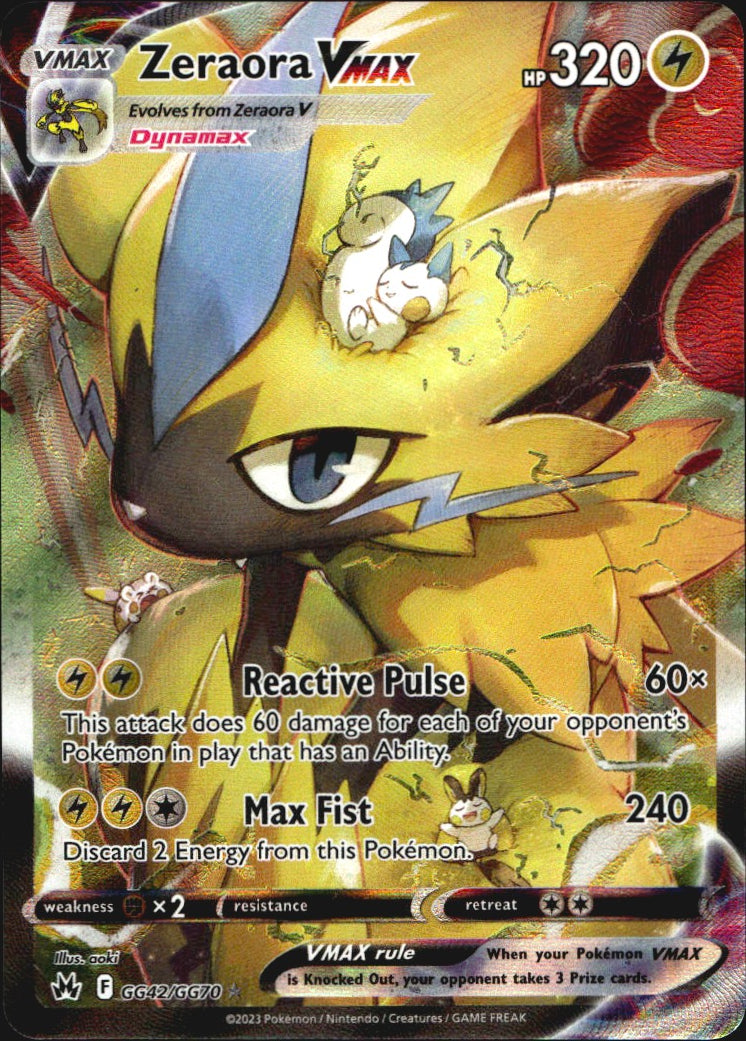 Zeraora VMAX GG42/GG70 Crown Zenith Galarian Gallery Holo VMAX Rare Pokemon NM