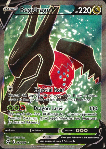 Regidrago V 183/195 Silver Tempest Ultra Rare Pokemon Holo Near Mint