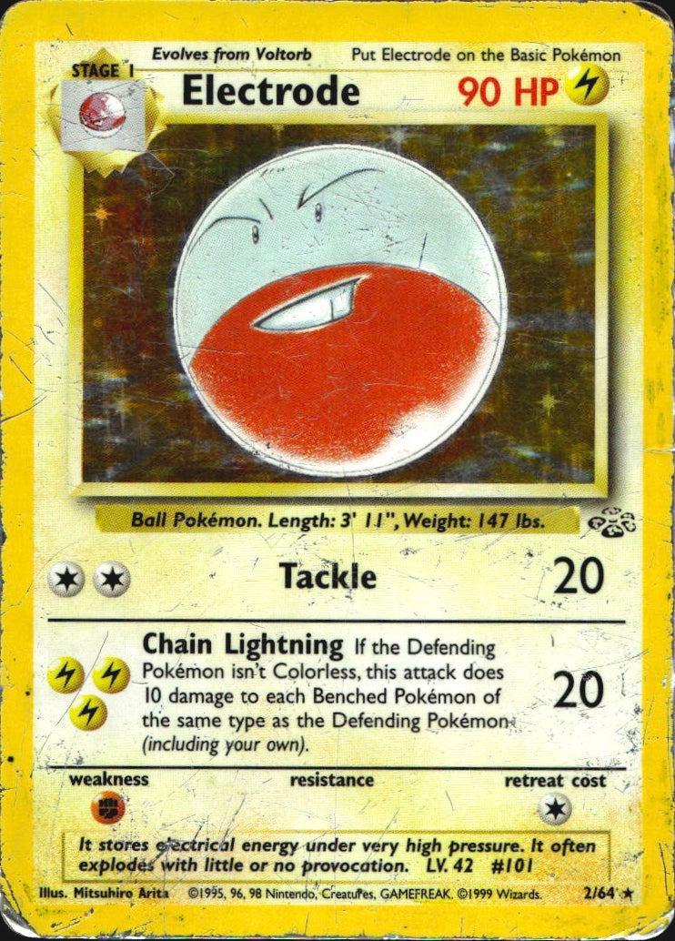 Electrode 2/64 Holo Rare Jungle Pokemon Damaged