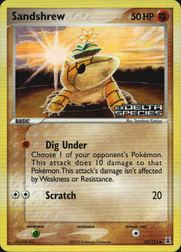 Sandshrew 82/113 Common Delta Species Pokemon Reverse Holo Near Mint