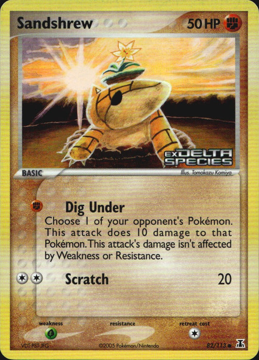 Sandshrew 82/113 Common Delta Species Pokemon Reverse Holo Near Mint